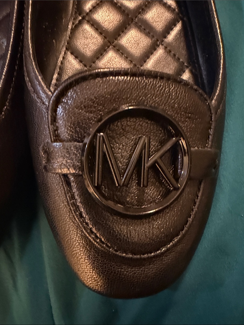 Michael Kors Black Quilted Leather Slip-On Ballet Flats with MK Logo - Picture 4 of 10